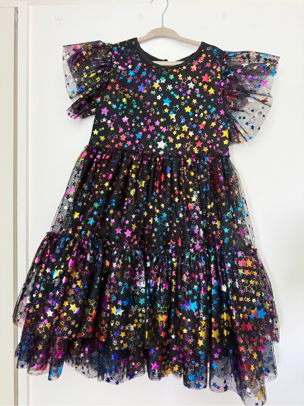 Lola + The Boys Black Multicolor Star Tulle Party Dress